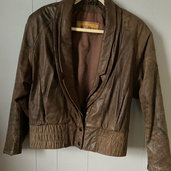 Vintage 80s womens brown soft suede leather cropped biker jacket - Picture 6 of 7